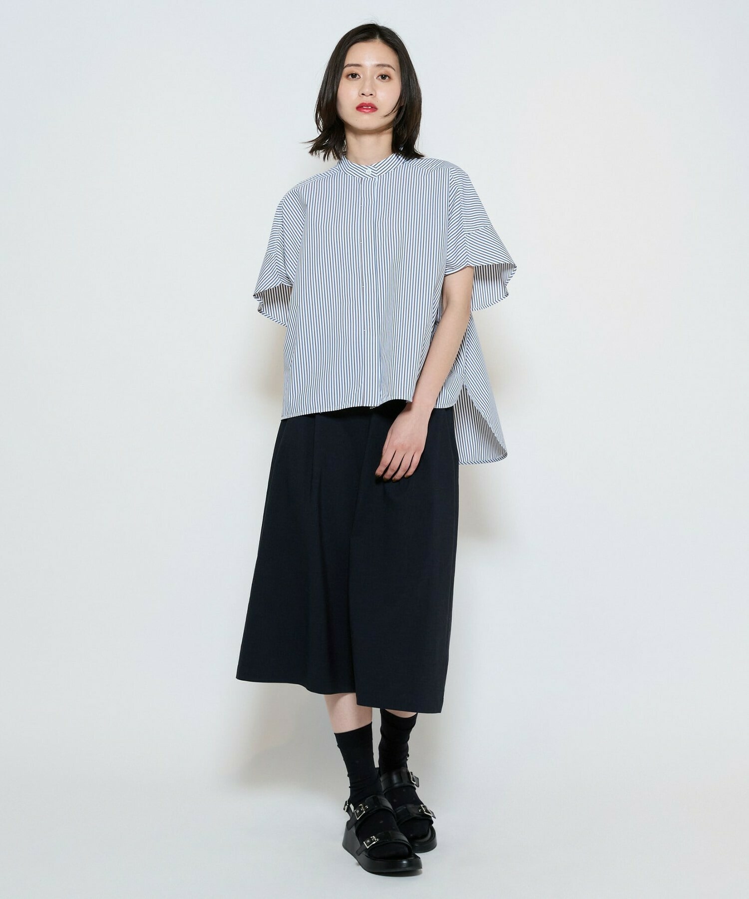 【L'EQUIPE】ファンクショナルストライプシャツ 詳細画像 サックスブルー 1