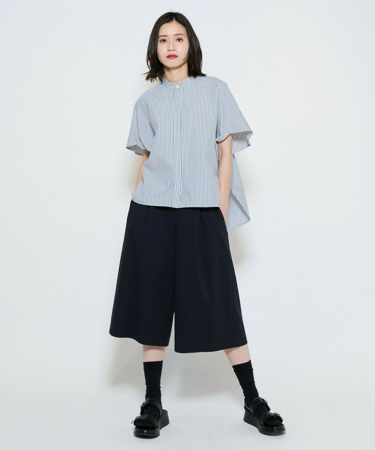 【L'EQUIPE】ファンクショナルストライプシャツ 詳細画像 サックスブルー 2
