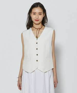 【L'EQUIPE】リヨセルツイストダブルクロスベスト 詳細画像 ホワイト 1