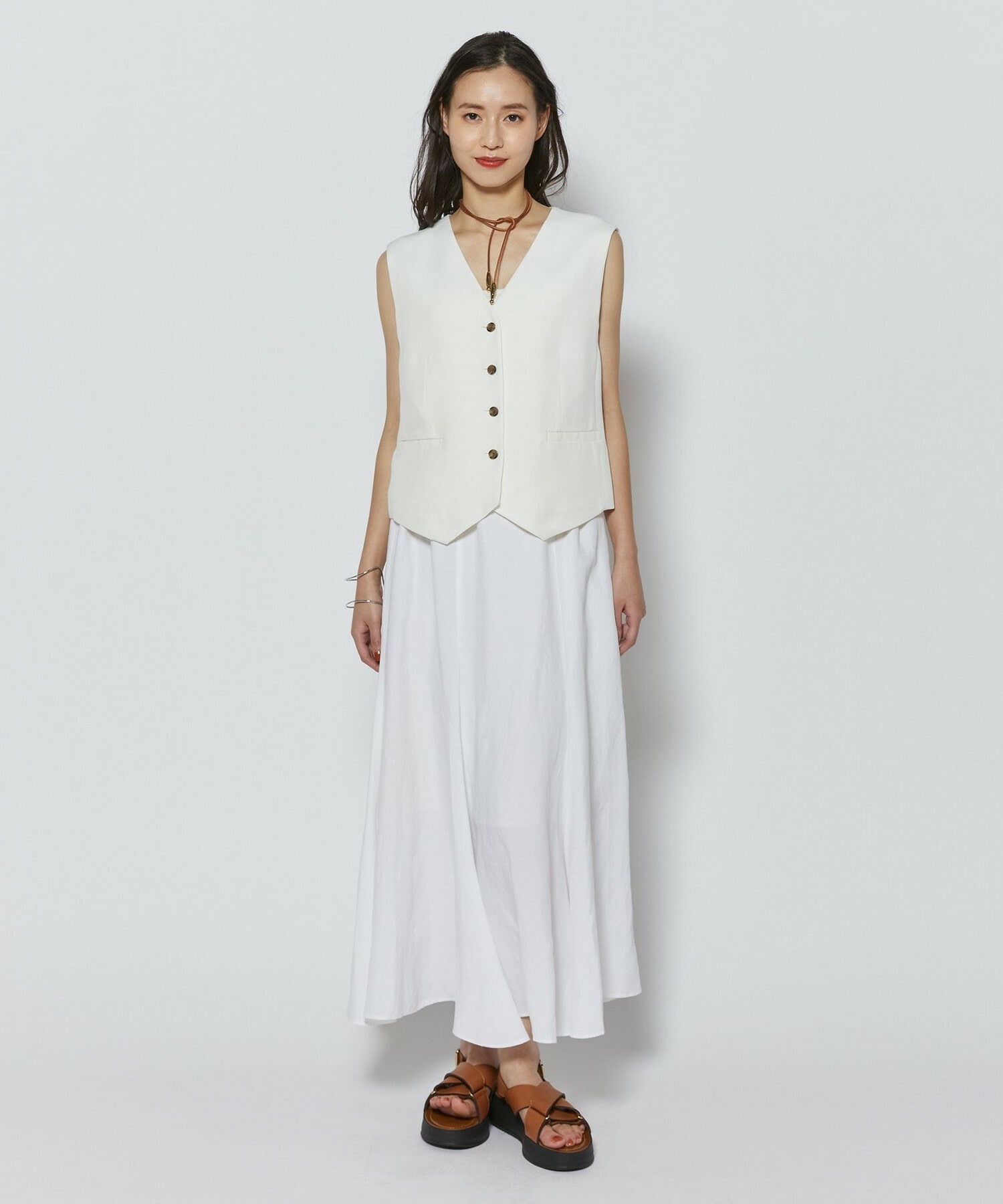 【L'EQUIPE】リヨセルツイストダブルクロスベスト 詳細画像 ブラック 1