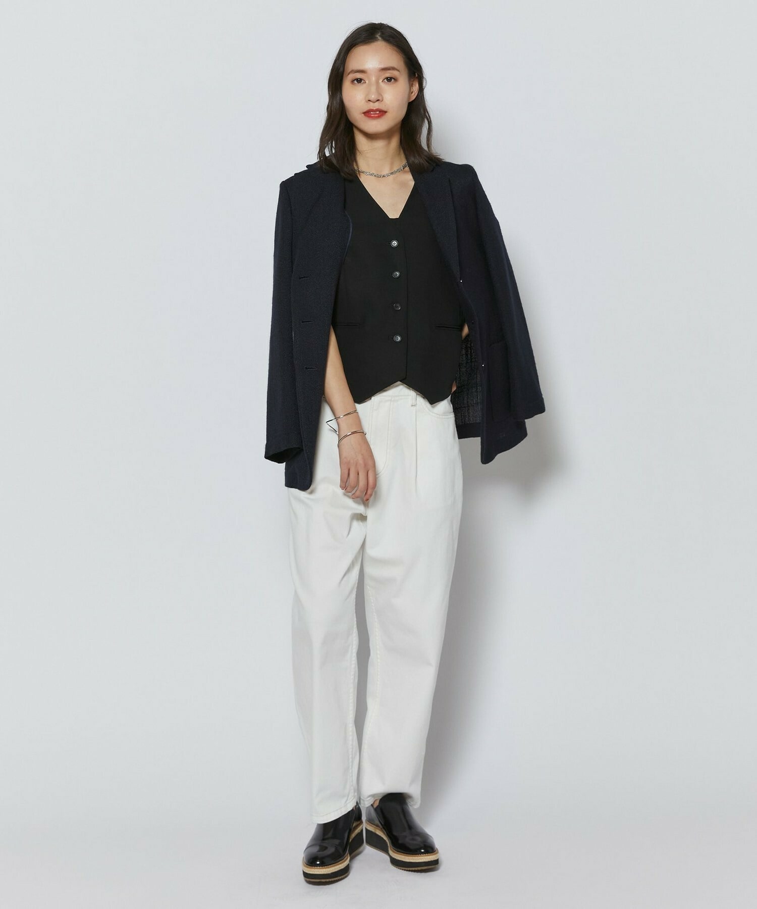 【L'EQUIPE】リヨセルツイストダブルクロスベスト 詳細画像 ブラック 12