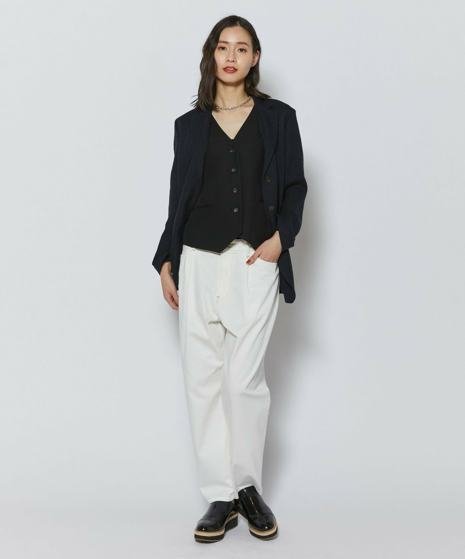 【L'EQUIPE】リヨセルツイストダブルクロスベスト 詳細画像 ブラック 13