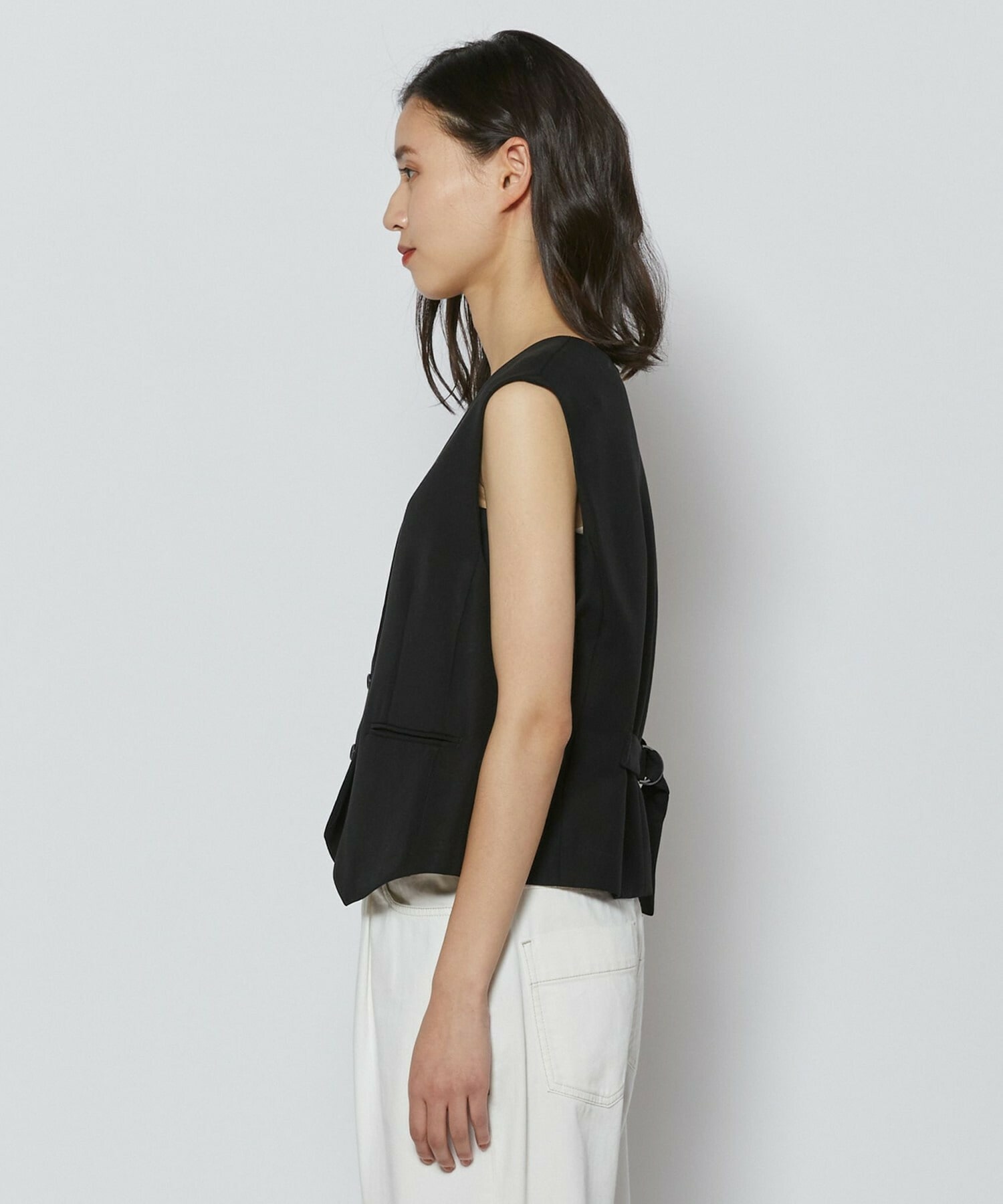 【L'EQUIPE】リヨセルツイストダブルクロスベスト 詳細画像 ブラック 15