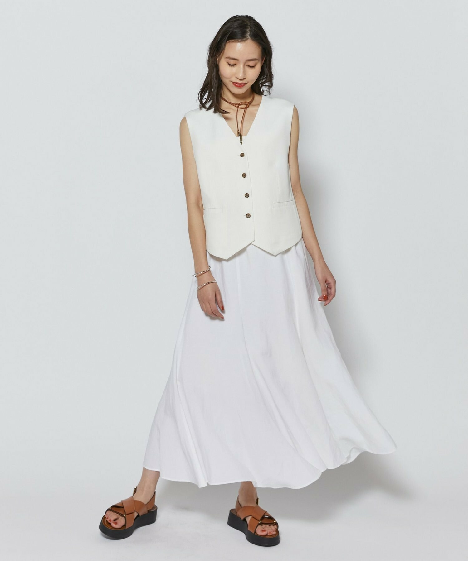 【L'EQUIPE】リヨセルツイストダブルクロスベスト 詳細画像 ブラック 4