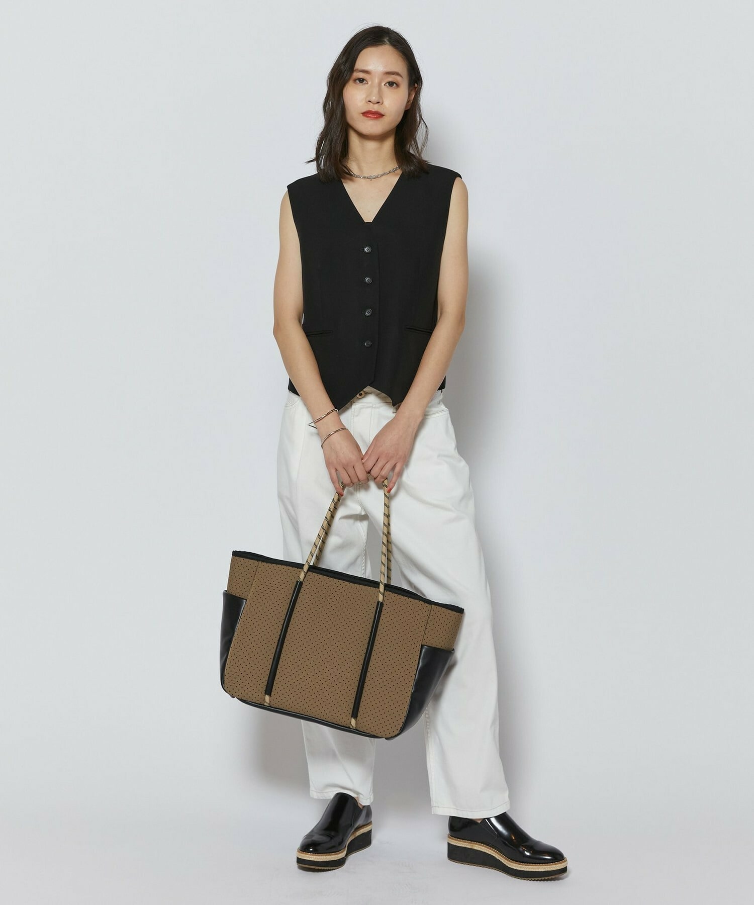 【L'EQUIPE】リヨセルツイストダブルクロスベスト 詳細画像 ブラック 9