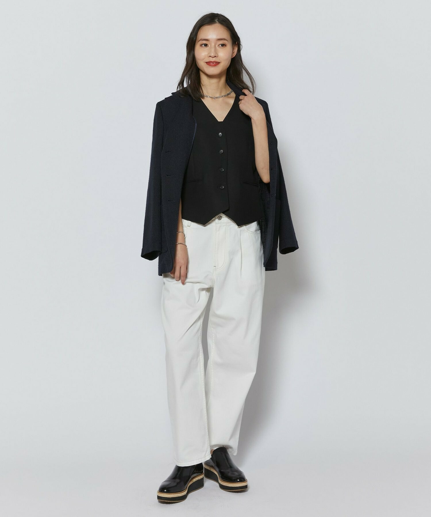 【L'EQUIPE】シルク混シャンブレージャケット 詳細画像 ネイビー 5