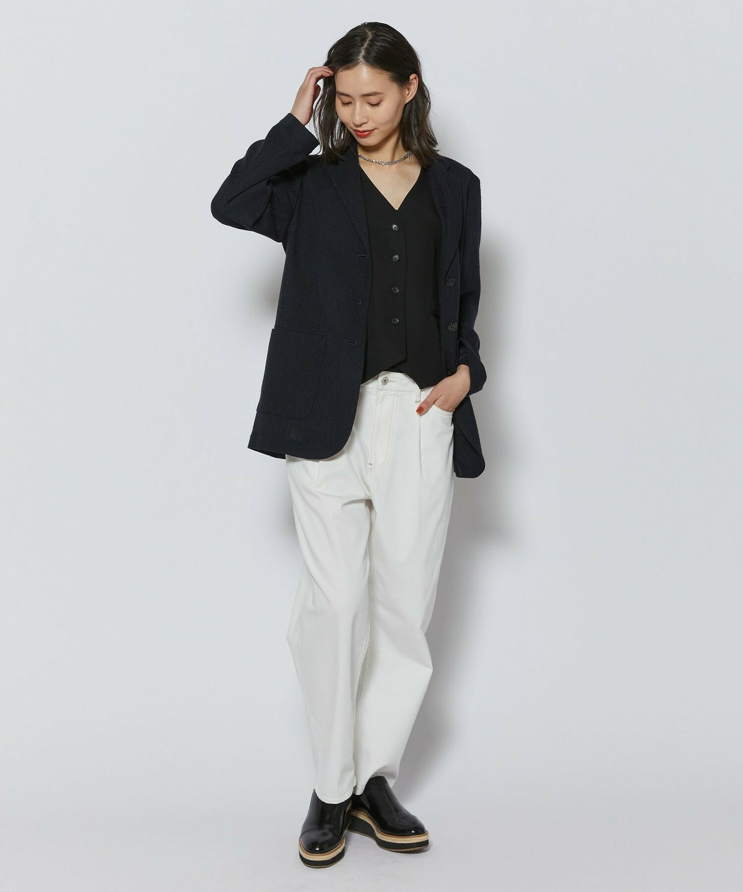 【L'EQUIPE】シルク混シャンブレージャケット 詳細画像 ネイビー 9