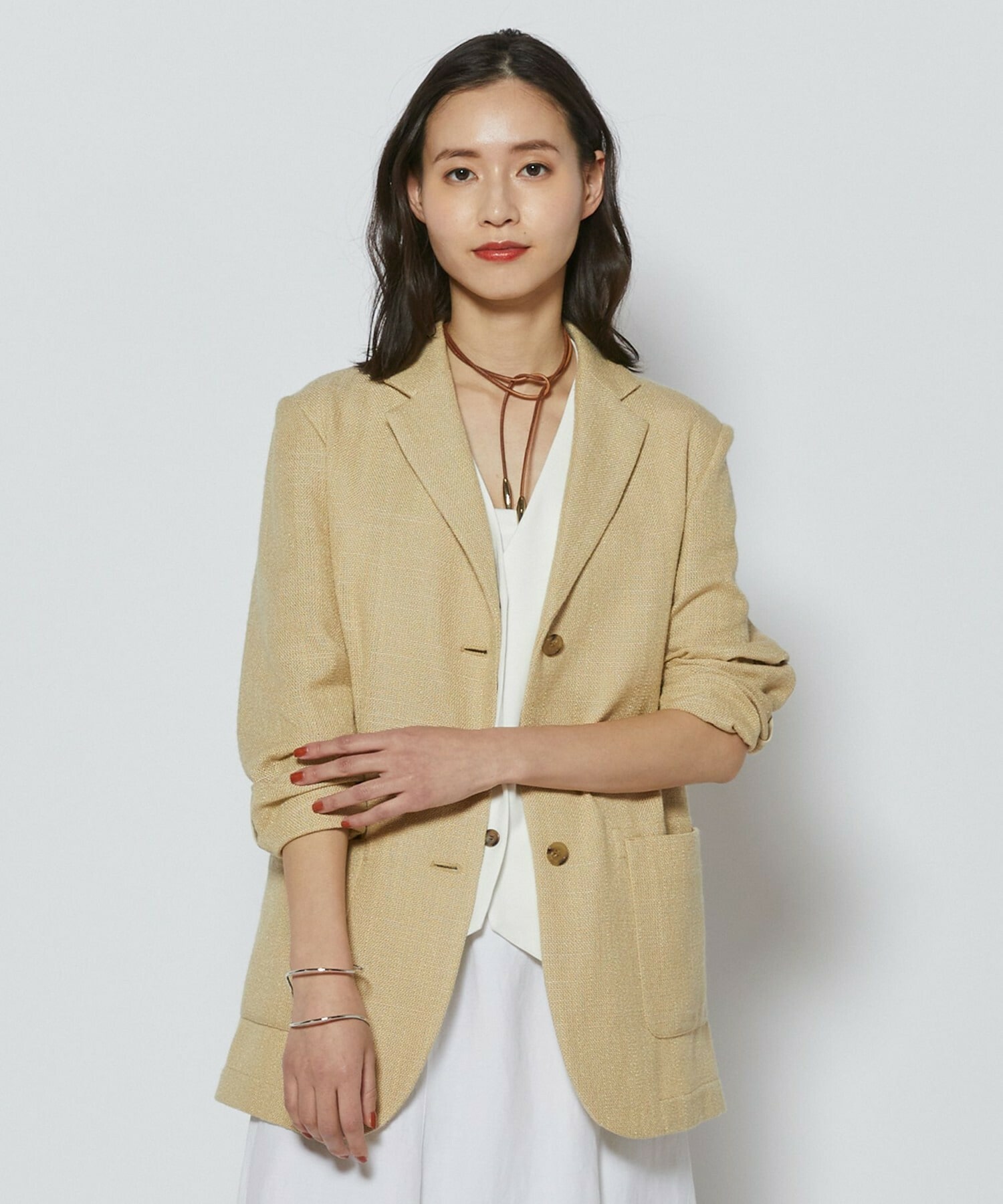 【L'EQUIPE】シルク混シャンブレージャケット 詳細画像 ベージュ 1