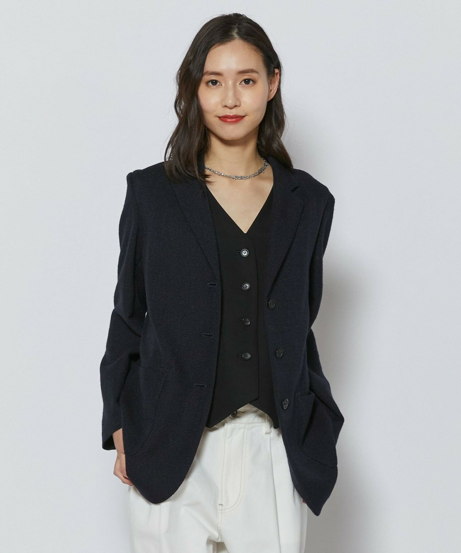 【L'EQUIPE】シルク混シャンブレージャケット 詳細画像 ネイビー 1