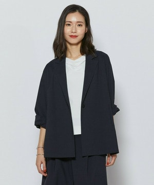 【L'EQUIPE】［eclat 2026年5月号掲載商品］クリスピーリネンストレッチジャケット 詳細画像 ネイビー 1