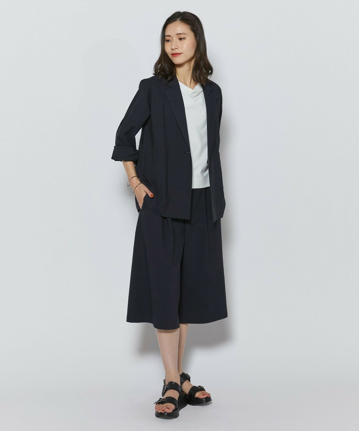 【L'EQUIPE】［eclat 2026年5月号掲載商品］クリスピーリネンストレッチジャケット 詳細画像 ネイビー 6