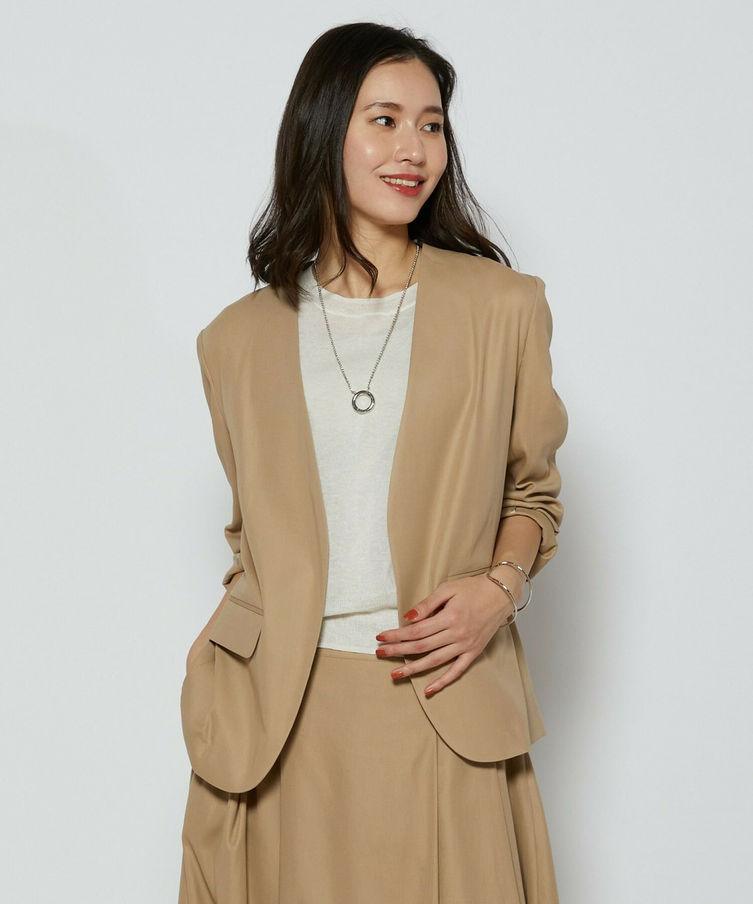 【L'EQUIPE】100/2オーガニックコットンジャケット 詳細画像 ベージュ 1