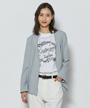 【L'EQUIPE】トリアセポリスラブツイードノーカラージャケット 詳細画像 グレー系その他 1