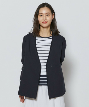 【L'EQUIPE】トリアセポリスラブツイードノーカラージャケット 詳細画像 ネイビー 1