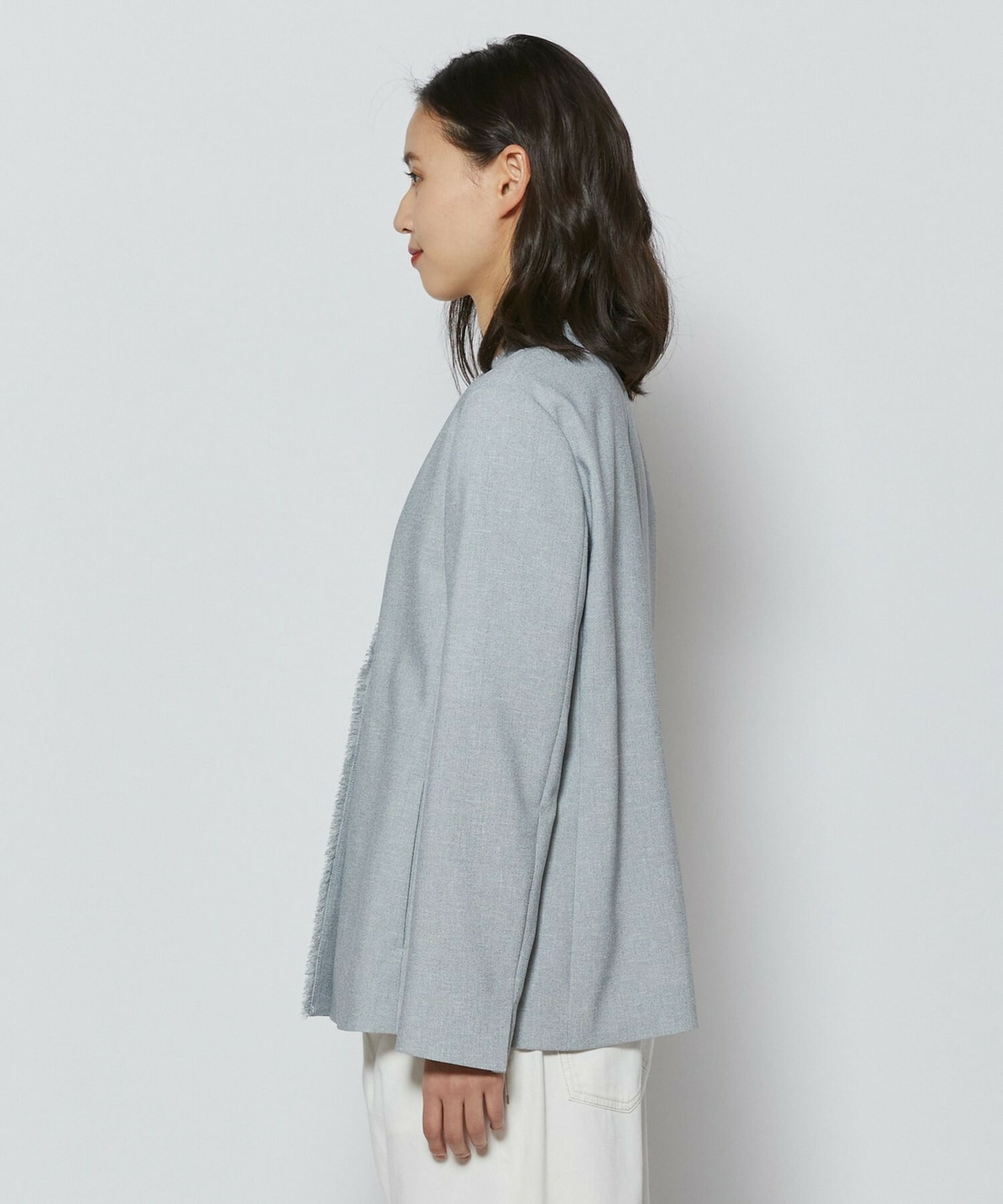 【L'EQUIPE】トリアセポリスラブツイードノーカラージャケット 詳細画像 ネイビー 15