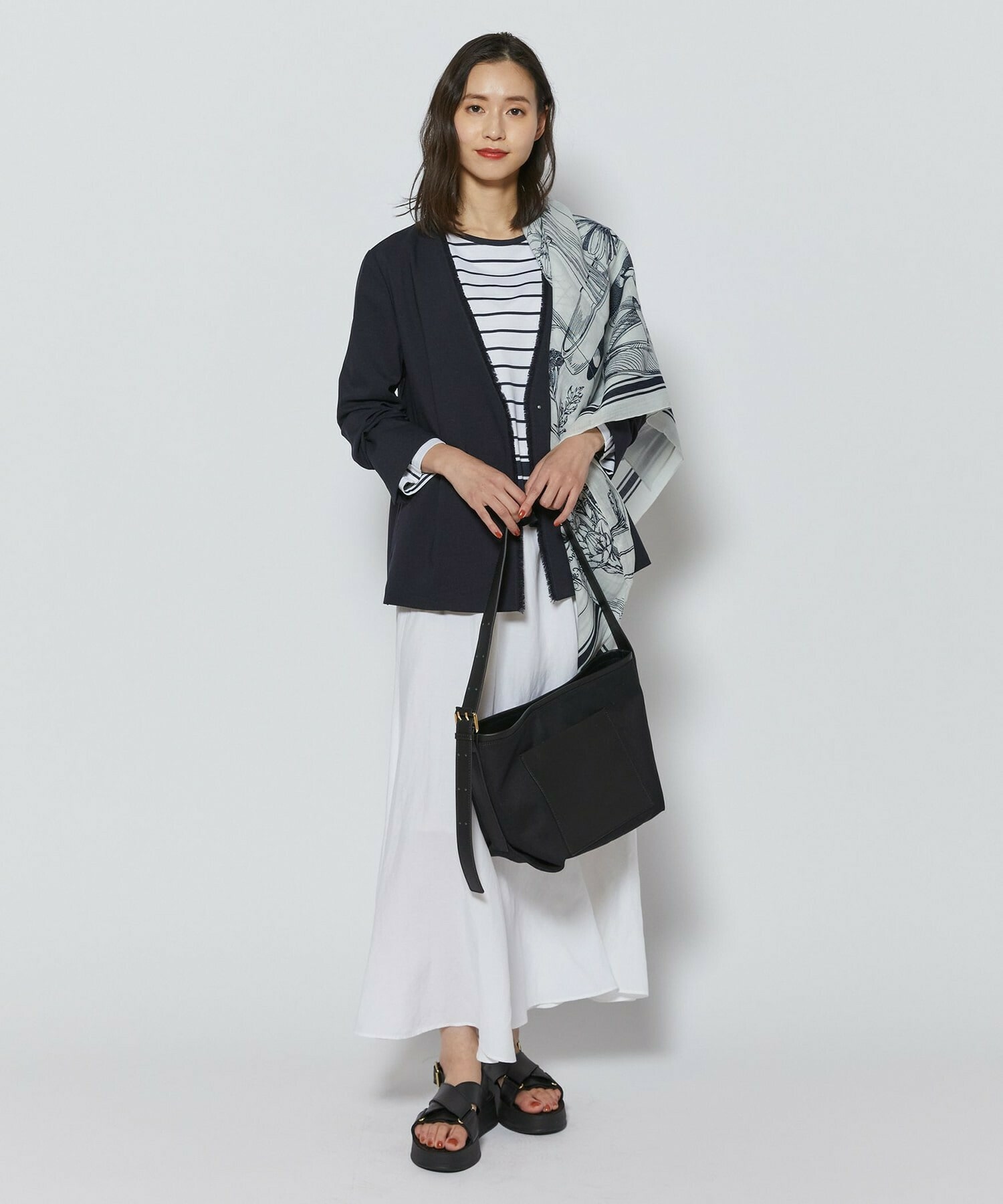 【L'EQUIPE】トリアセポリスラブツイードノーカラージャケット 詳細画像 ネイビー 5