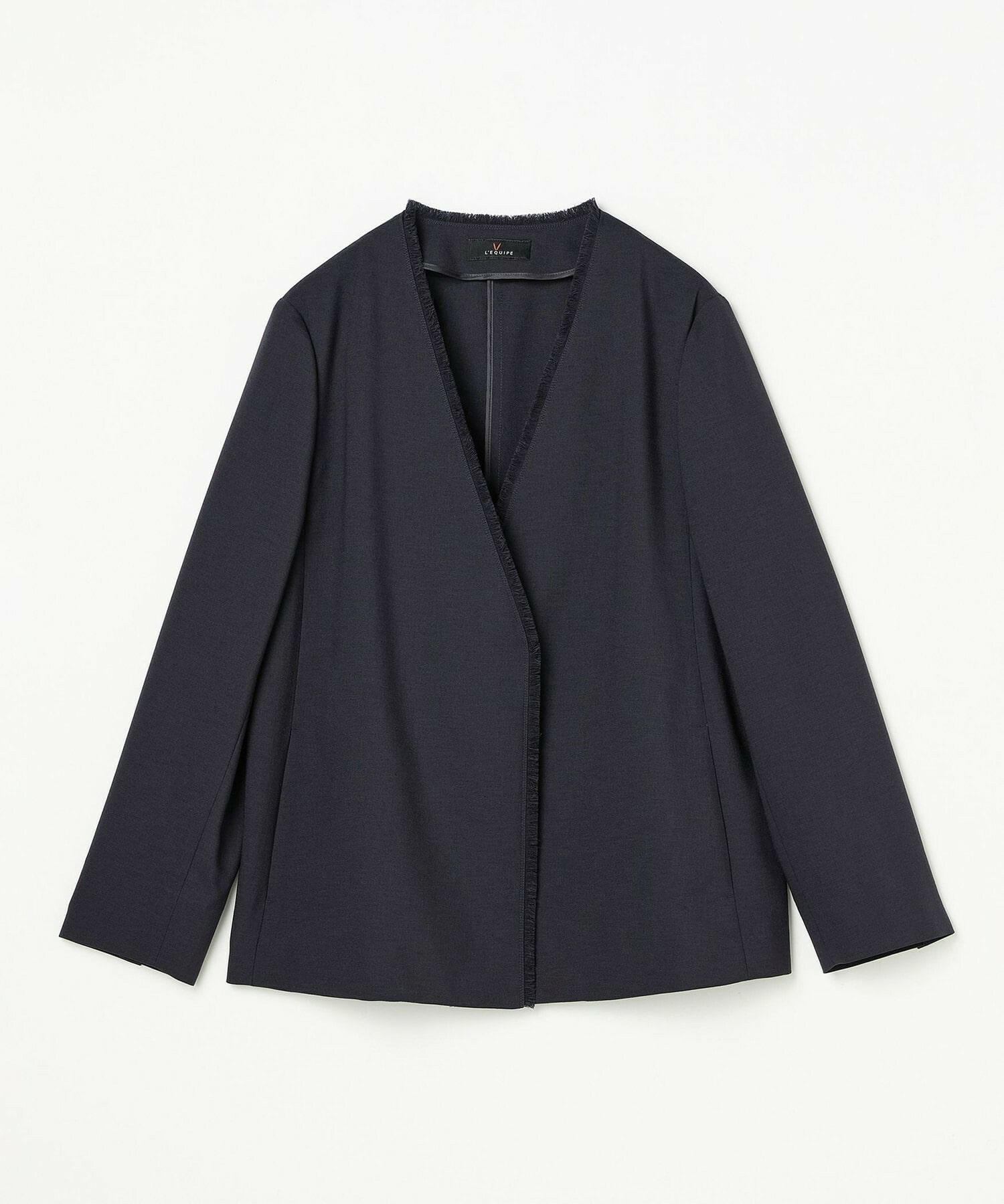 【L'EQUIPE】トリアセポリスラブツイードノーカラージャケット 詳細画像 ネイビー 8