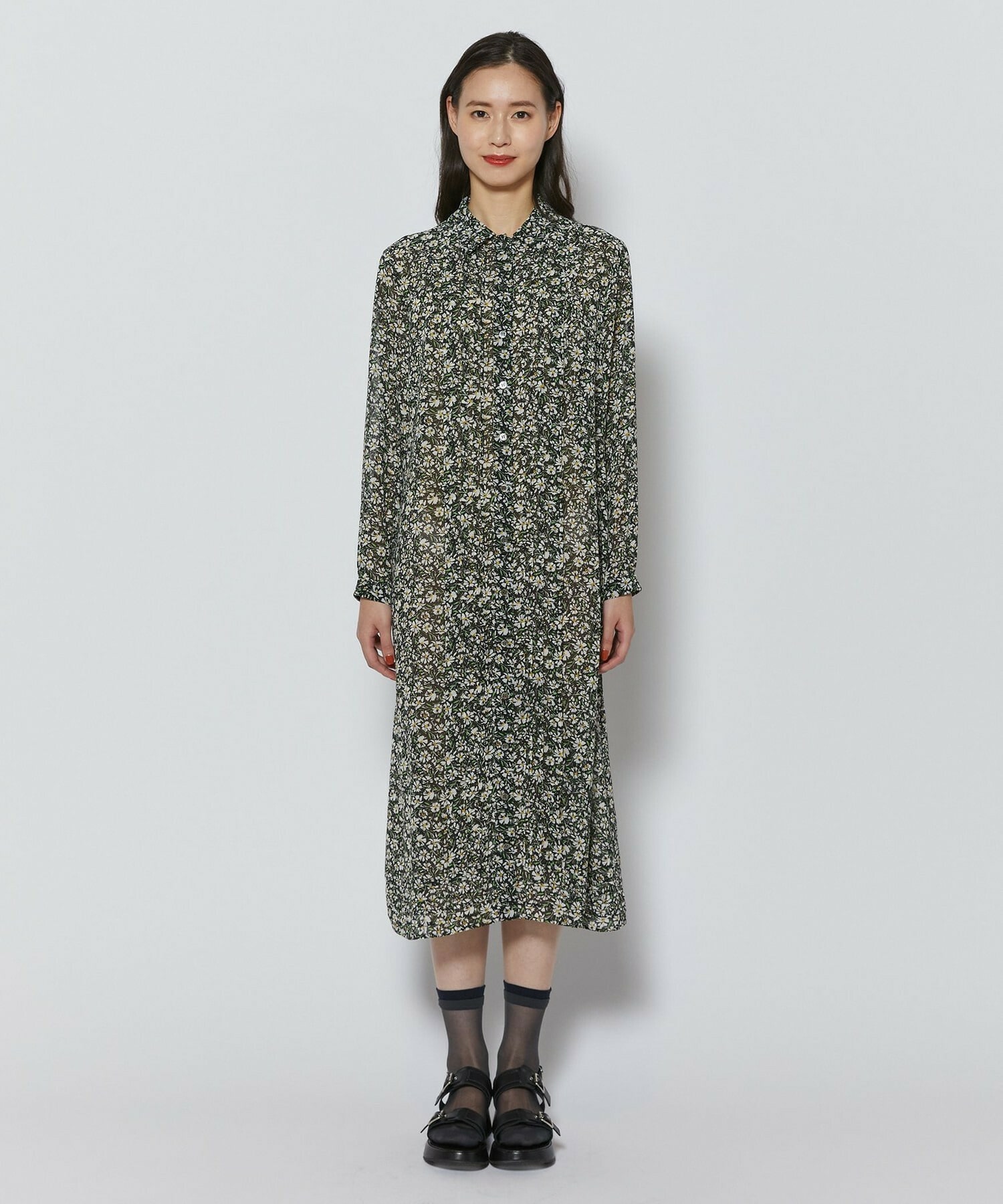 【L'EQUIPE】フローラルプリントワンピース 詳細画像 ブラック系その他 10