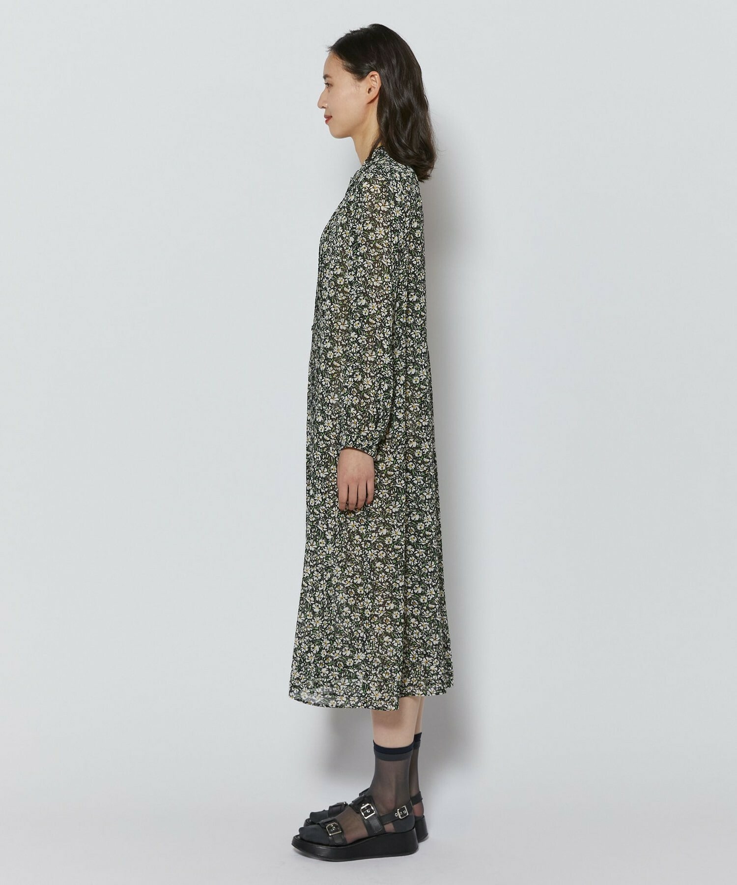 【L'EQUIPE】フローラルプリントワンピース 詳細画像 ブラック系その他 11