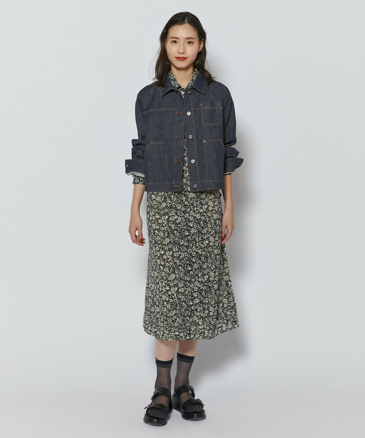 【L'EQUIPE】フローラルプリントワンピース 詳細画像 ブラック系その他 7