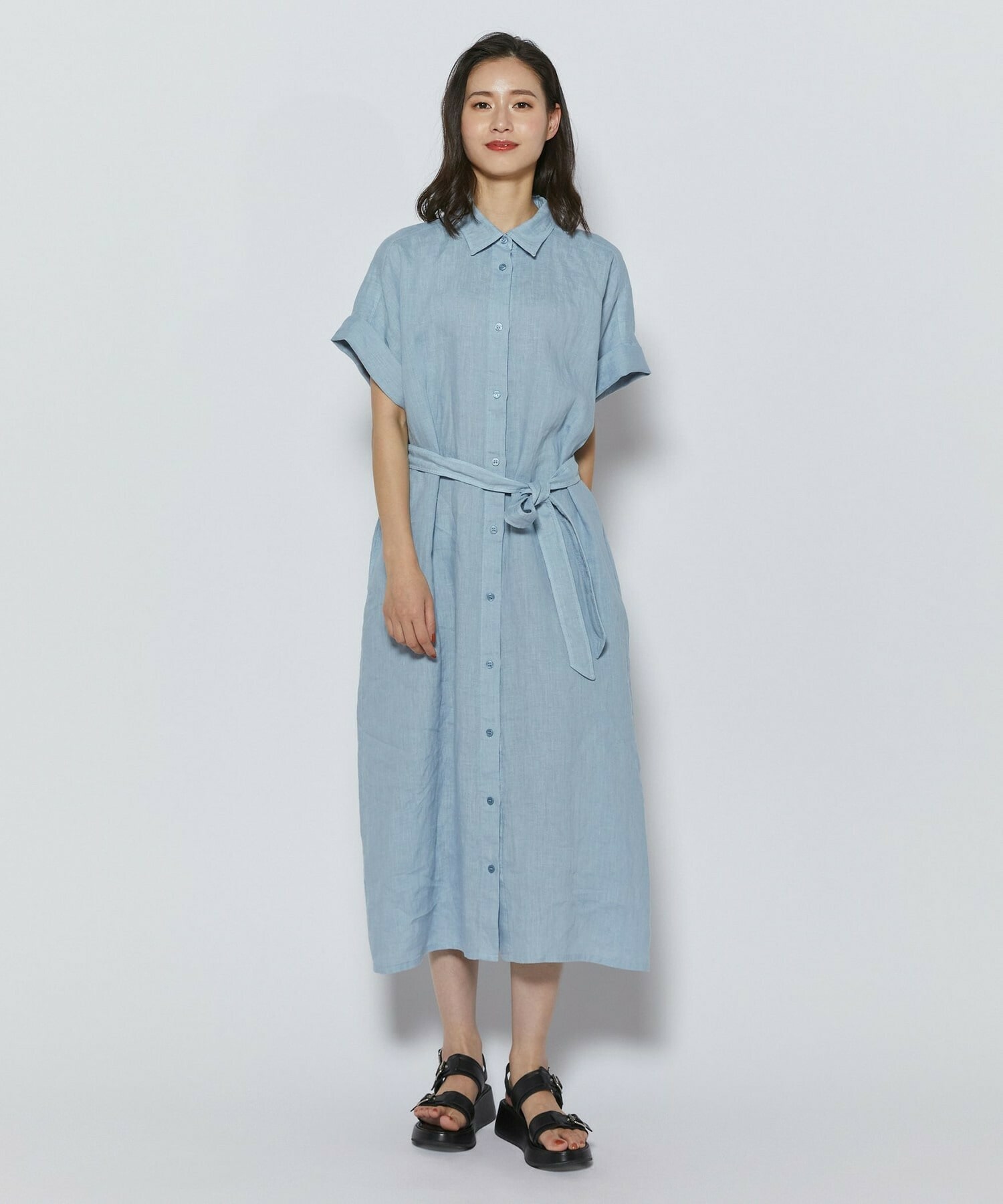 【L'EQUIPE】ピュアリネンガーメントダイワンピース 詳細画像 サックスブルー 1