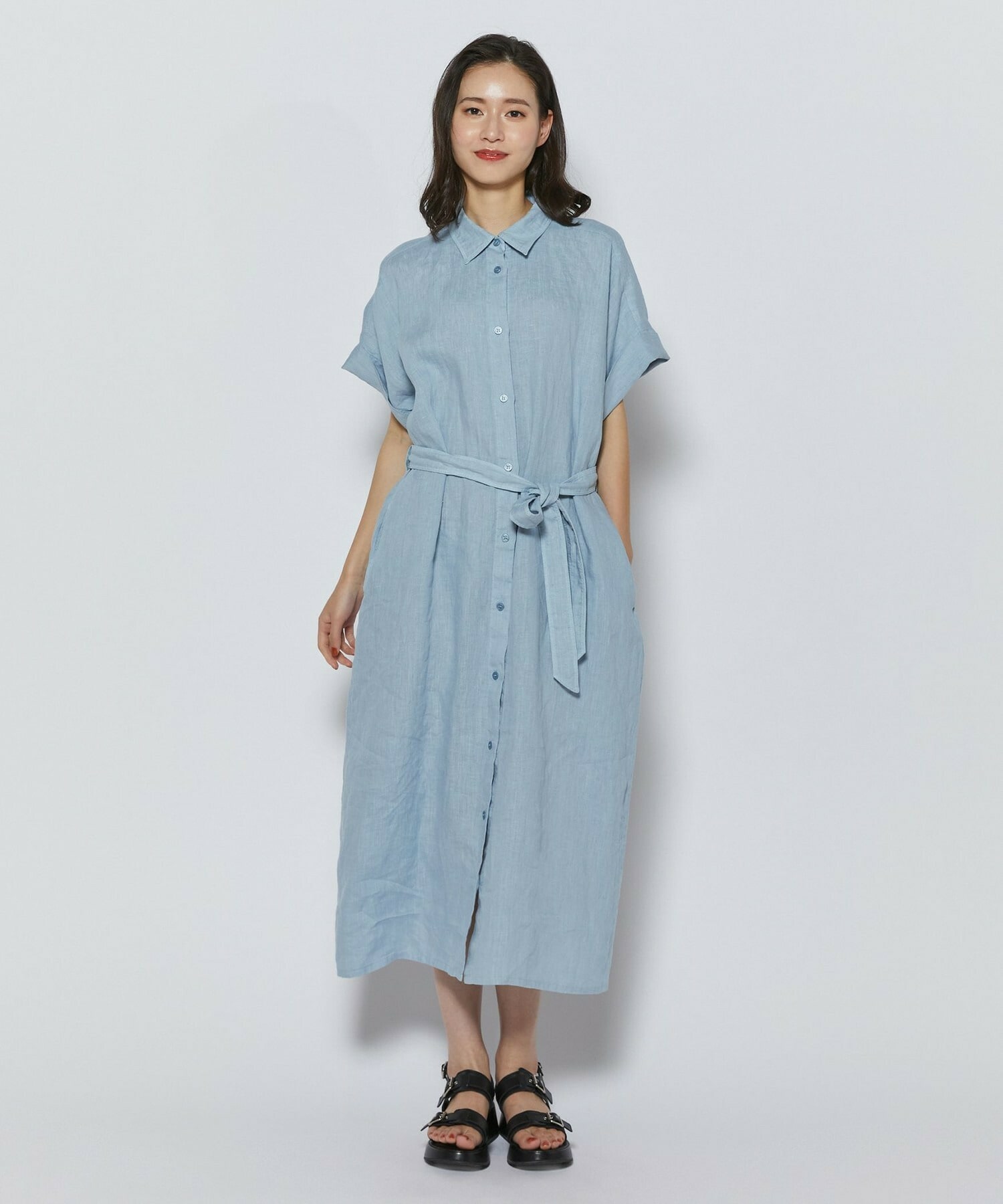 【L'EQUIPE】ピュアリネンガーメントダイワンピース 詳細画像 サックスブルー 1