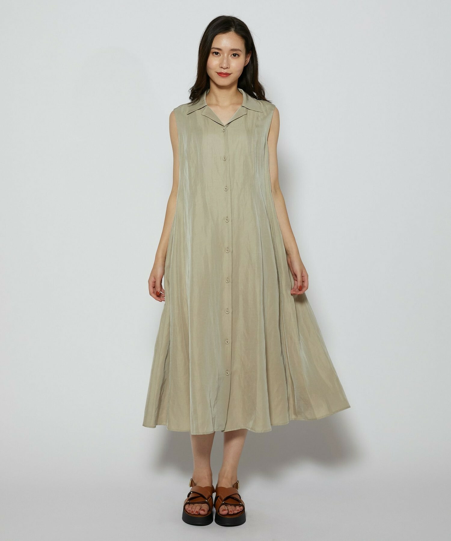 【L'EQUIPE】トリアセリネンクロスワンピース 詳細画像 セージグリーン 1