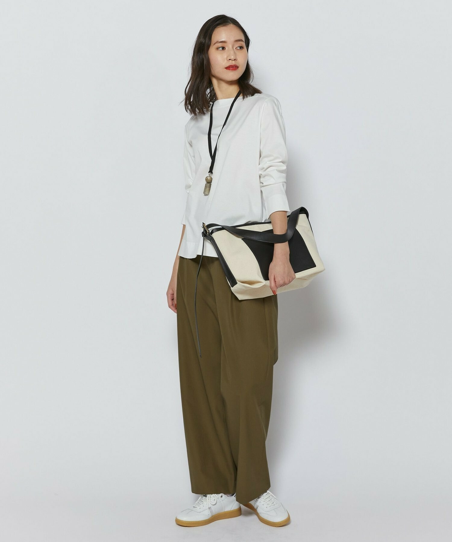 【L'EQUIPE】コンパクトオーガニックツイルテーパードパンツ 詳細画像 カーキ 10