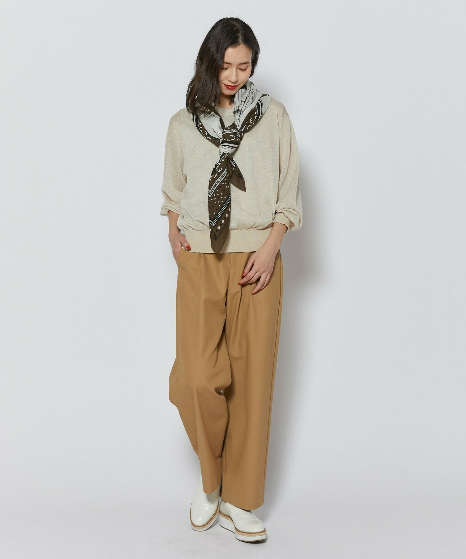 【L'EQUIPE】コンパクトオーガニックツイルテーパードパンツ 詳細画像 カーキ 4