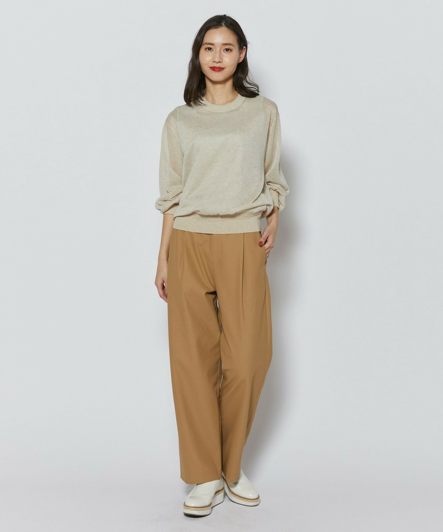 【L'EQUIPE】コンパクトオーガニックツイルテーパードパンツ 詳細画像 カーキ 6