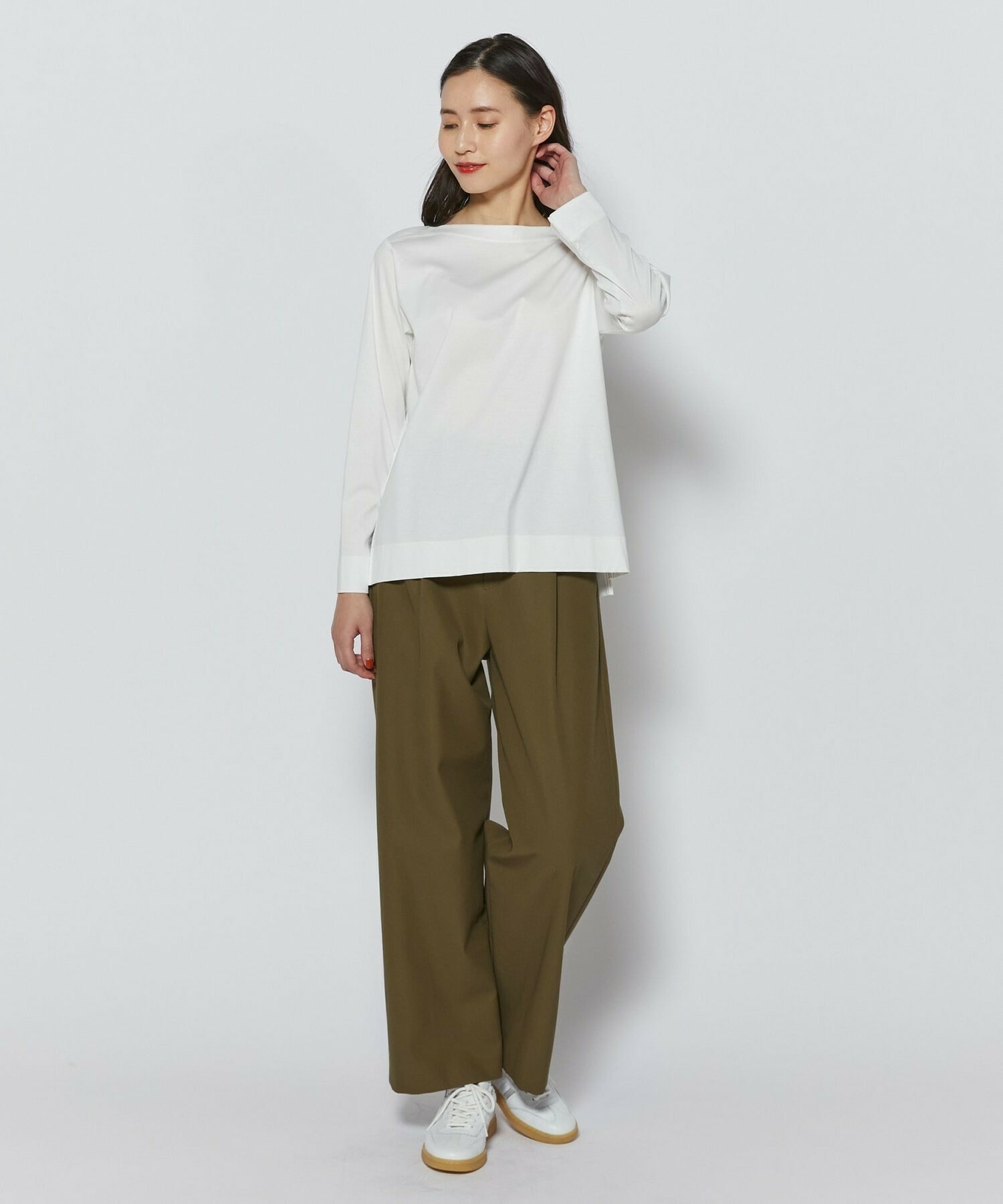 【L'EQUIPE】コンパクトオーガニックツイルテーパードパンツ 詳細画像 カーキ 8