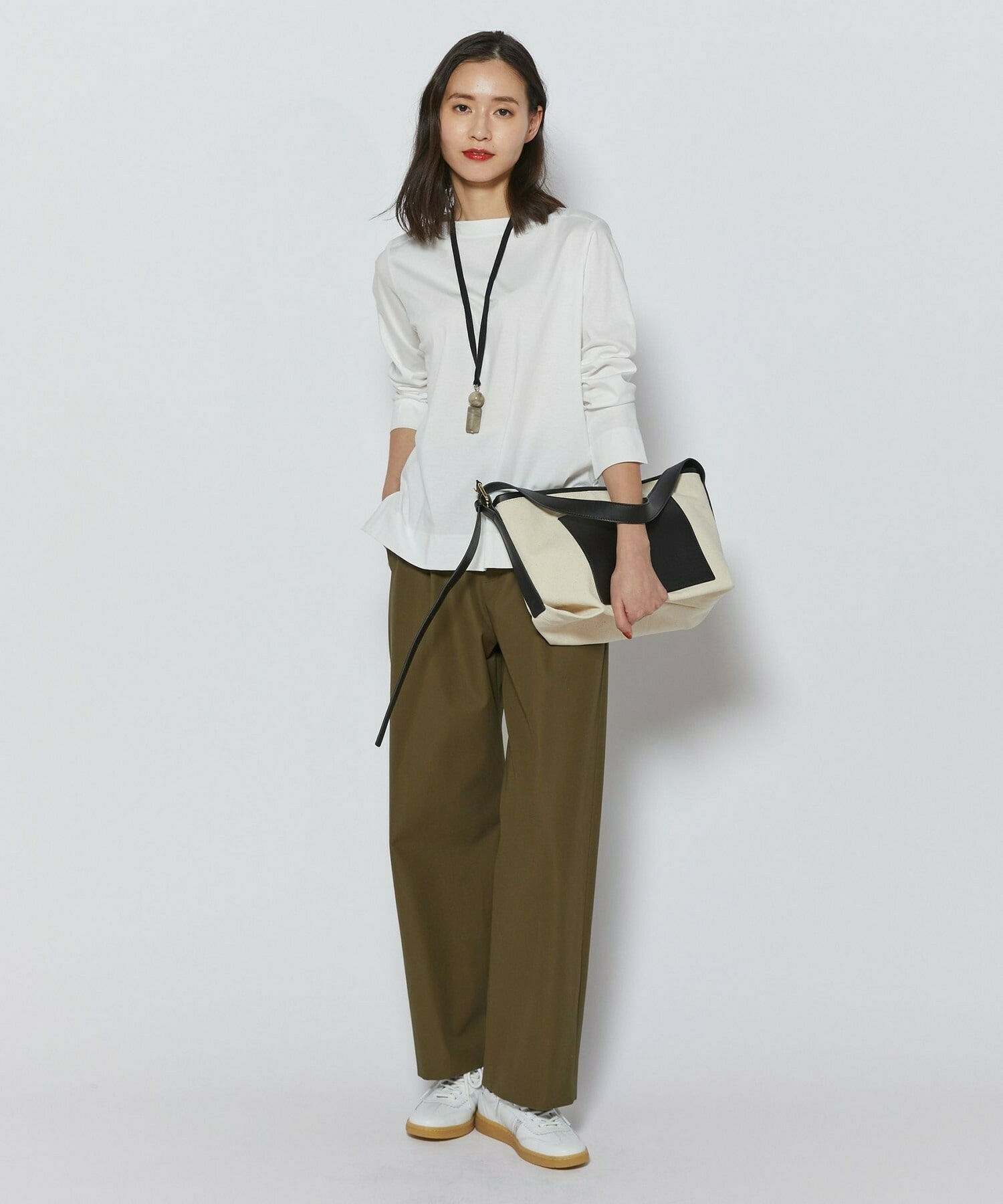 【L'EQUIPE】コンパクトオーガニックツイルテーパードパンツ 詳細画像 カーキ 9