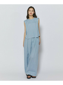 【L'EQUIPE】［eclat 2026年5月号掲載商品］ピュアリネンガーメントダイパンツ 詳細画像 サックスブルー 1