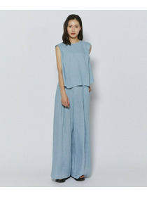 【L'EQUIPE】［eclat 2026年5月号掲載商品］ピュアリネンガーメントダイパンツ 詳細画像 サックスブルー 4