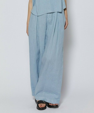 【L'EQUIPE】［eclat 2026年5月号掲載商品］ピュアリネンガーメントダイパンツ 詳細画像 サックスブルー 1