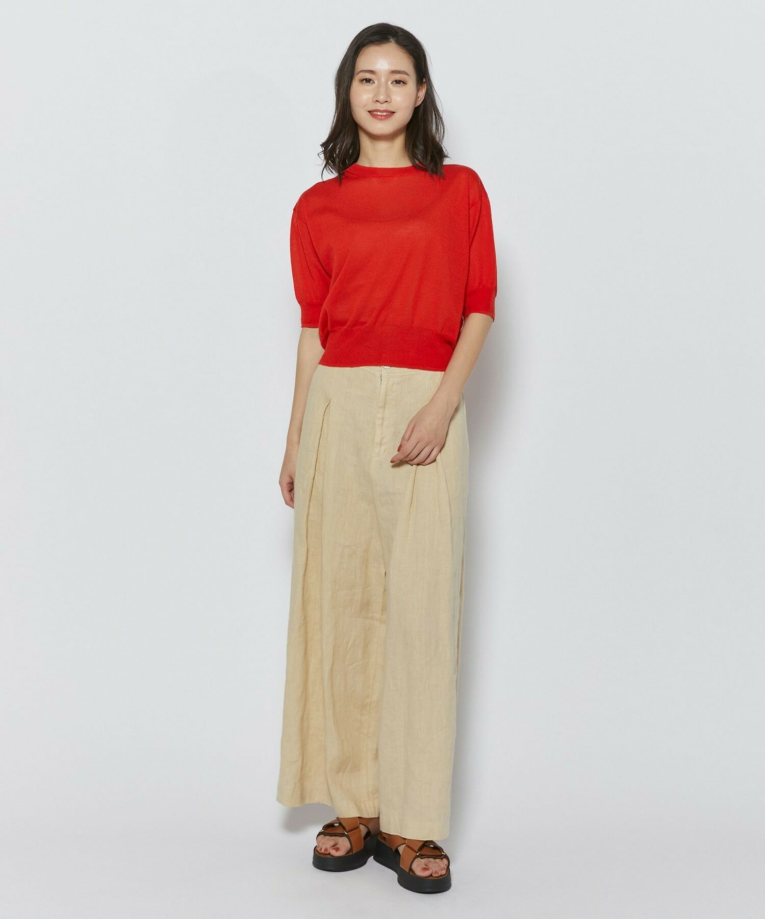 【L'EQUIPE】［eclat 2026年5月号掲載商品］ピュアリネンガーメントダイパンツ 詳細画像 サックスブルー 8