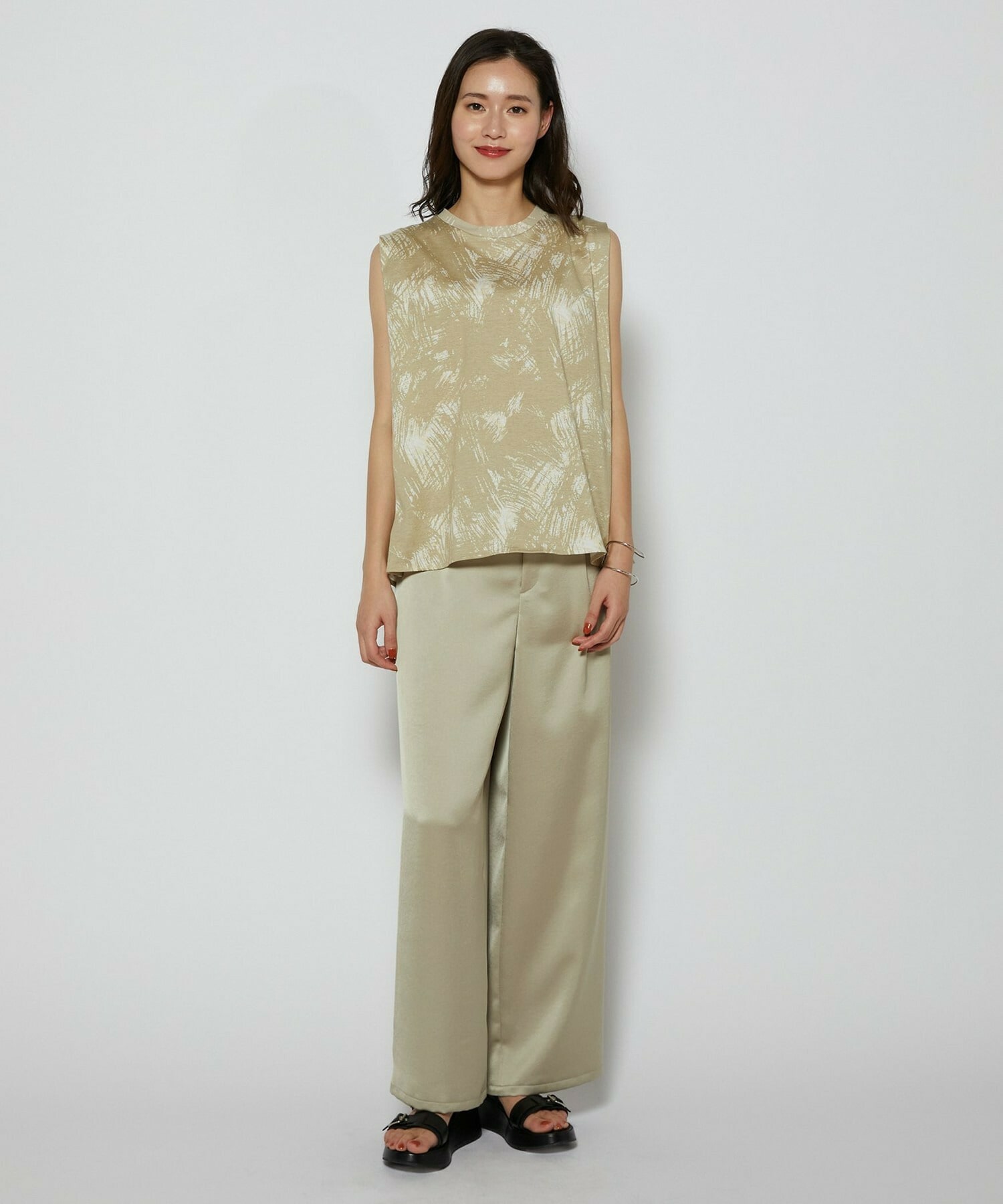 【L'EQUIPE】［eclat 2026年5月号掲載商品］ヴィンテージサテンパンツ 詳細画像 チャコール 15