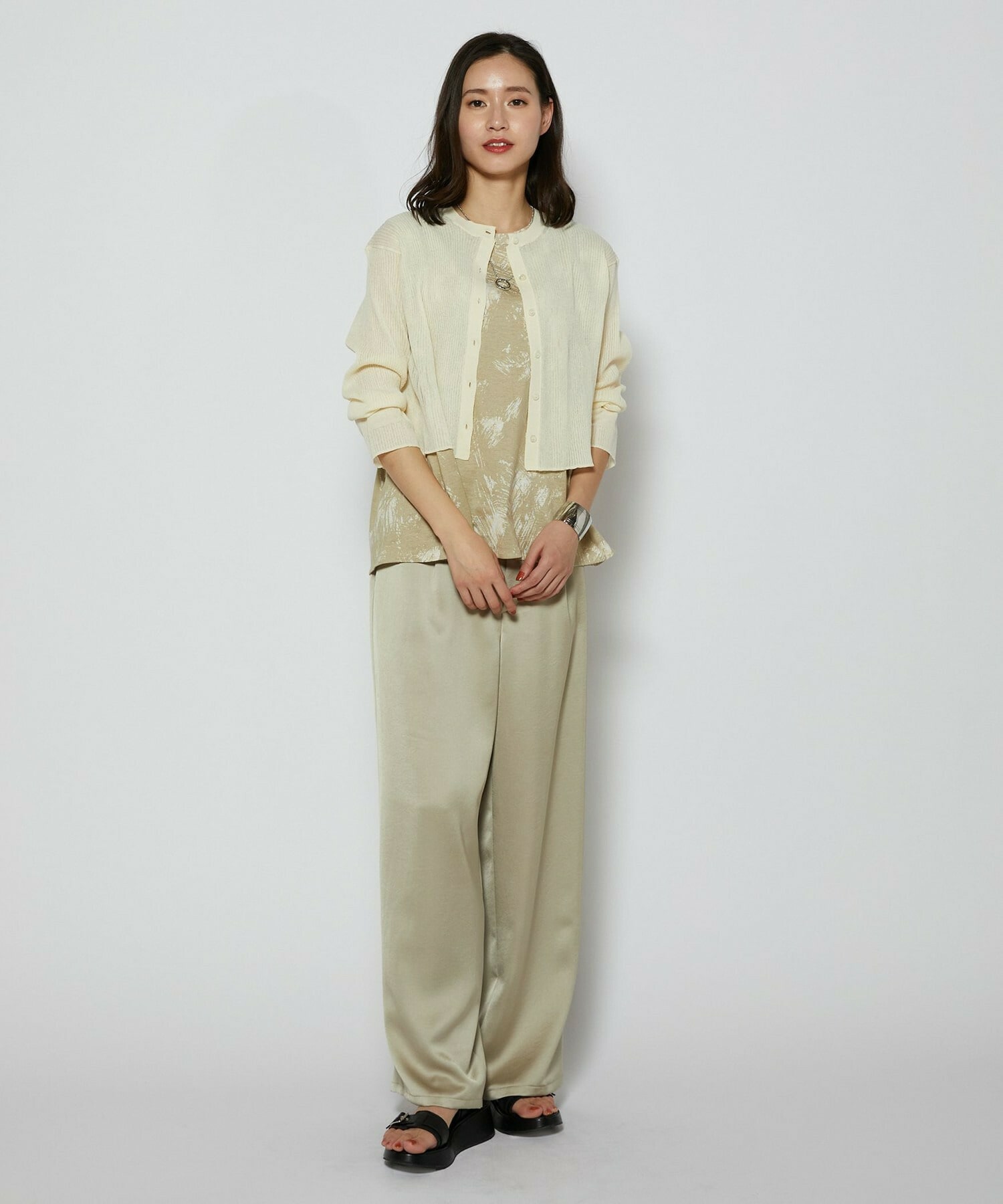 【L'EQUIPE】［eclat 2026年5月号掲載商品］ヴィンテージサテンパンツ 詳細画像 チャコール 16