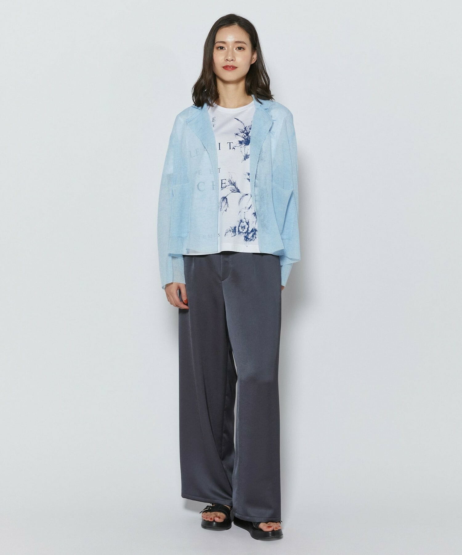 【L'EQUIPE】［eclat 2026年5月号掲載商品］ヴィンテージサテンパンツ 詳細画像 チャコール 26