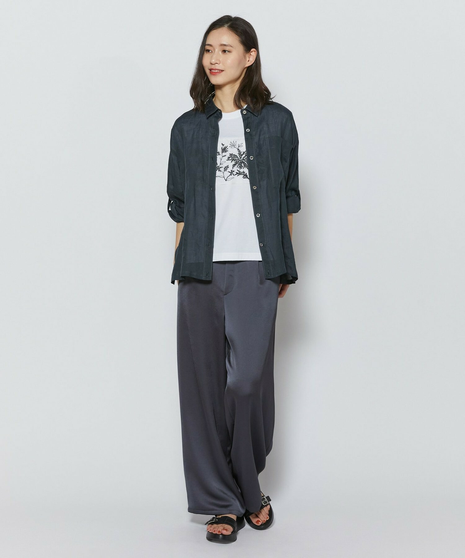 【L'EQUIPE】［eclat 2026年5月号掲載商品］ヴィンテージサテンパンツ 詳細画像 チャコール 27