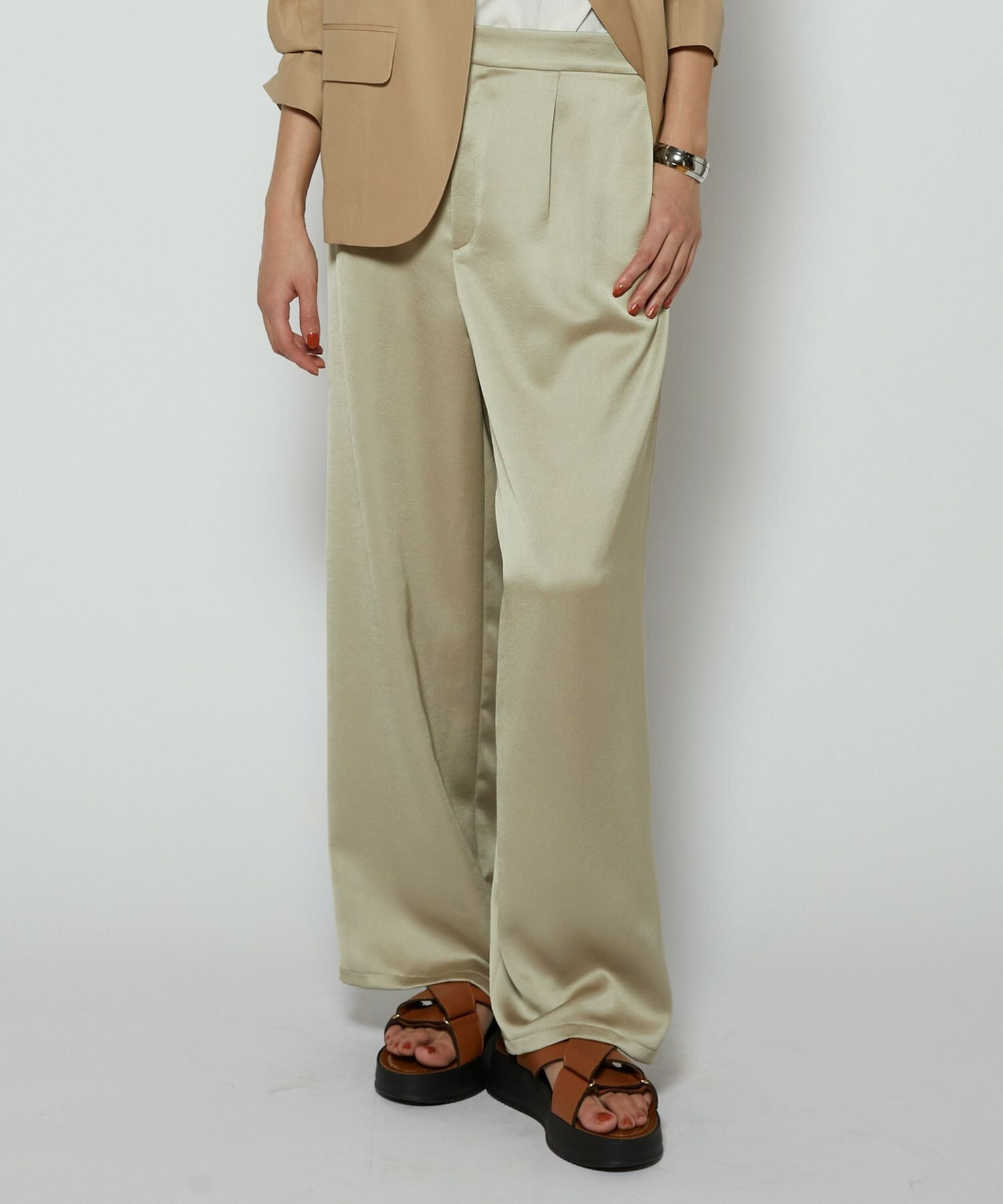 【L'EQUIPE】［eclat 2026年5月号掲載商品］ヴィンテージサテンパンツ 詳細画像 ベージュ 1