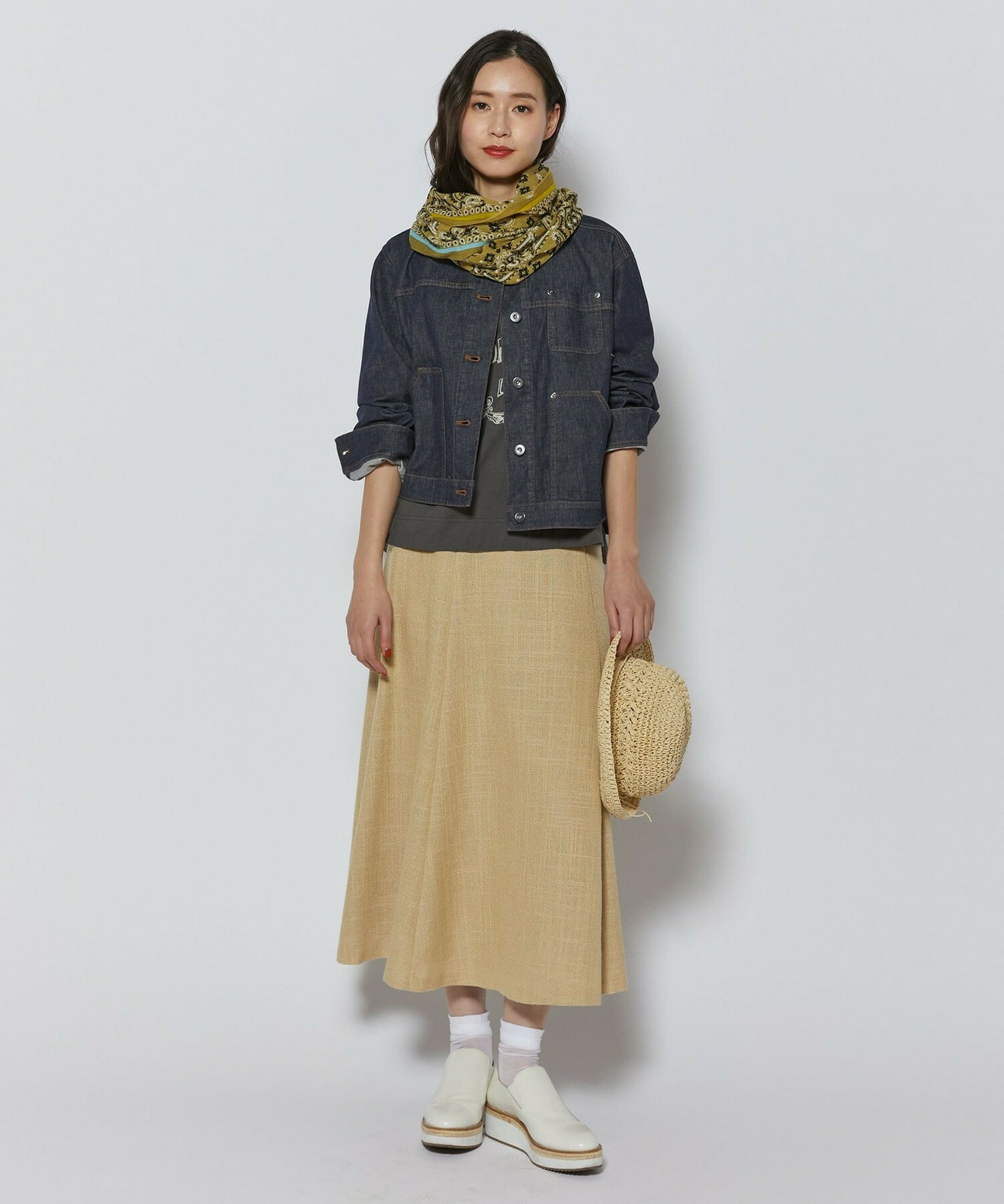 【L'EQUIPE】シルク混シャンブレースカート 詳細画像 ネイビー 5