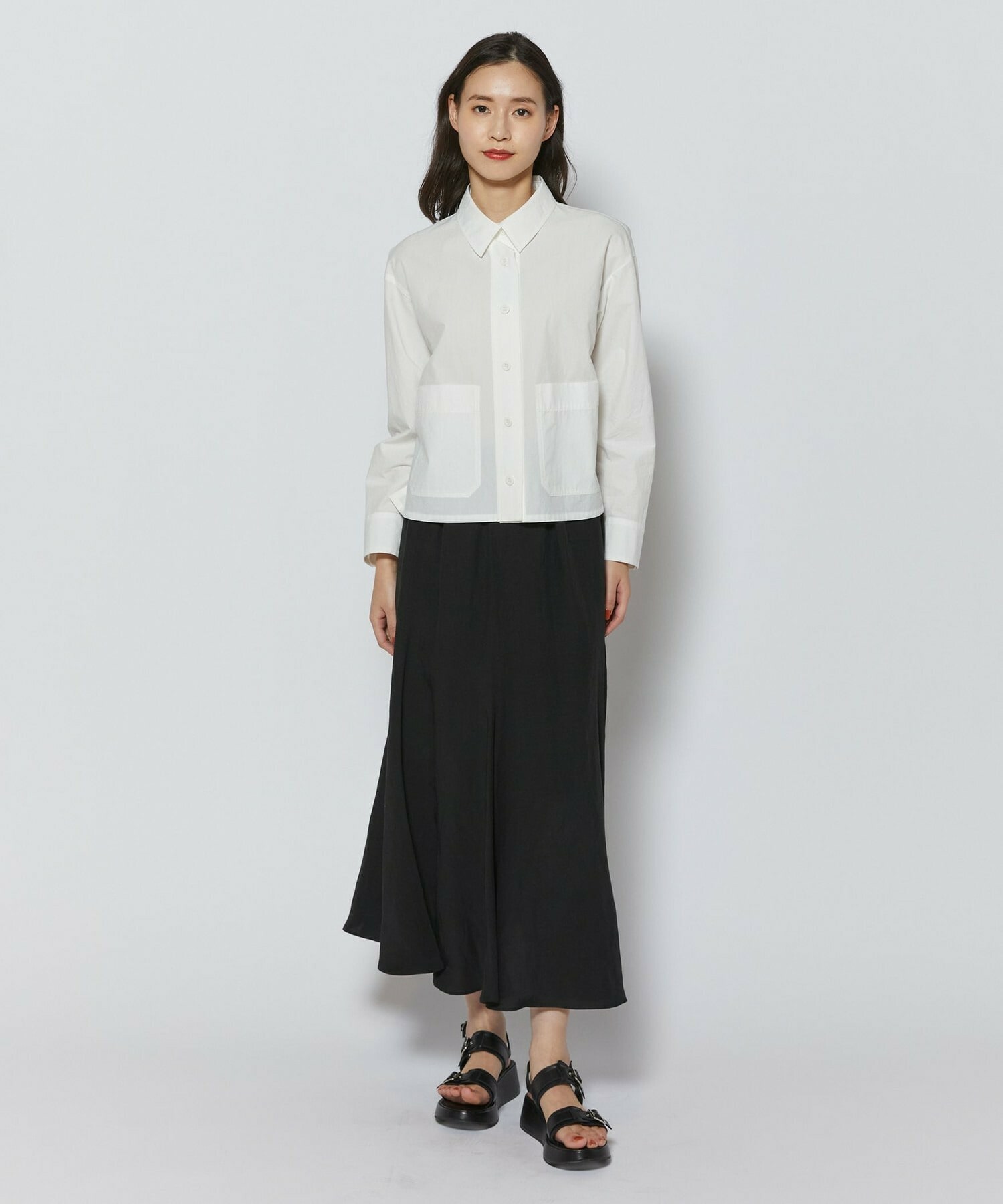 【L'EQUIPE】レーヨンリネンタンブラースカート 詳細画像 ブラック 1