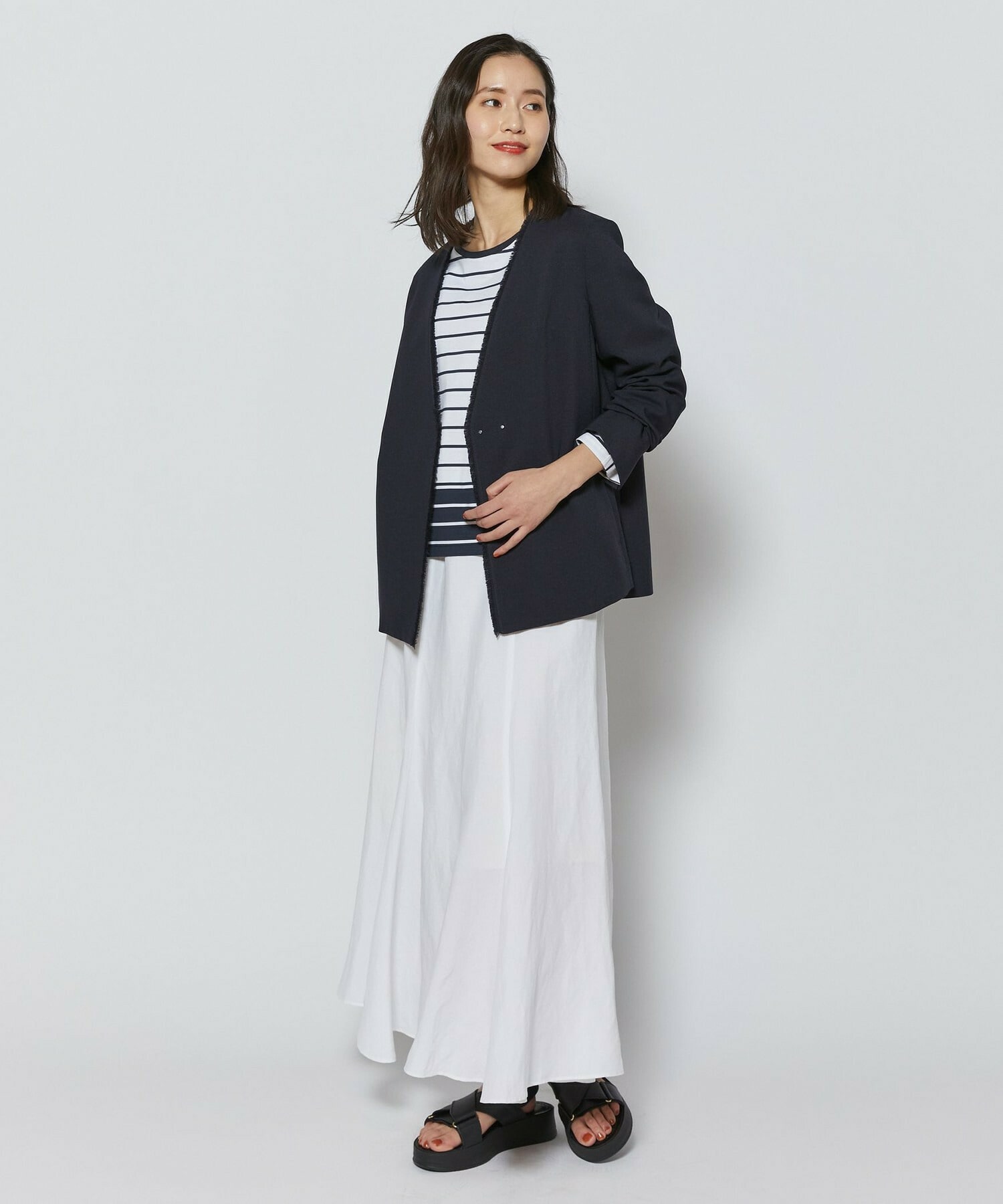 【L'EQUIPE】レーヨンリネンタンブラースカート 詳細画像 ブラック 17