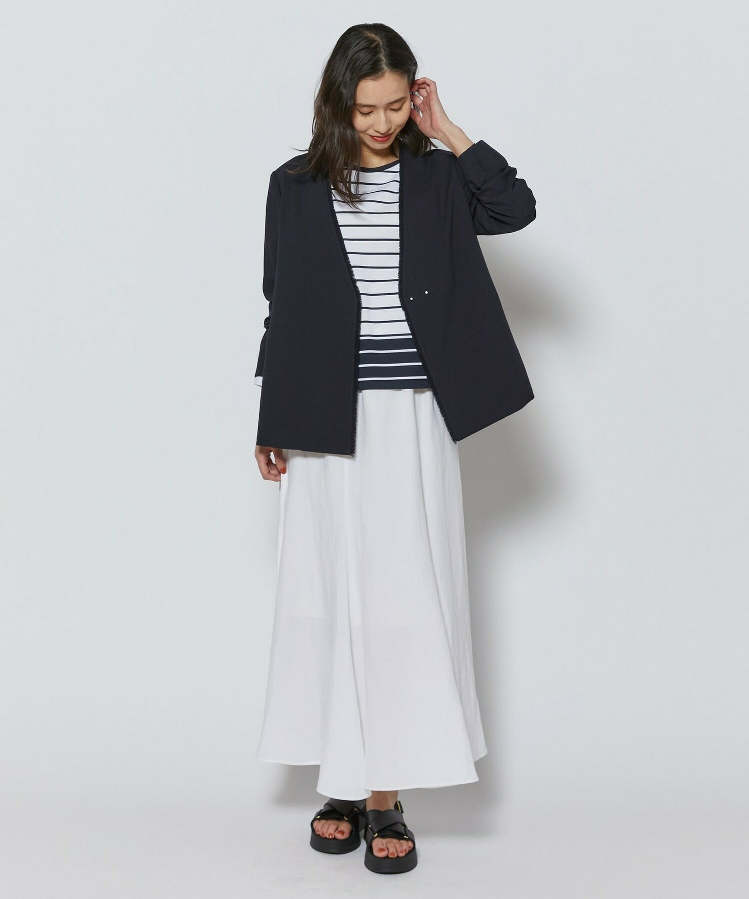 【L'EQUIPE】レーヨンリネンタンブラースカート 詳細画像 ブラック 22