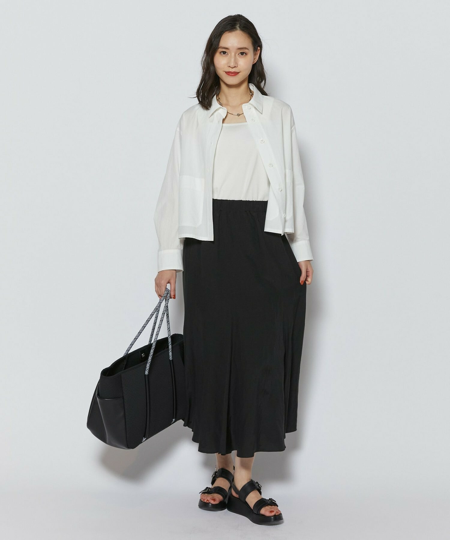 【L'EQUIPE】レーヨンリネンタンブラースカート 詳細画像 ブラック 4