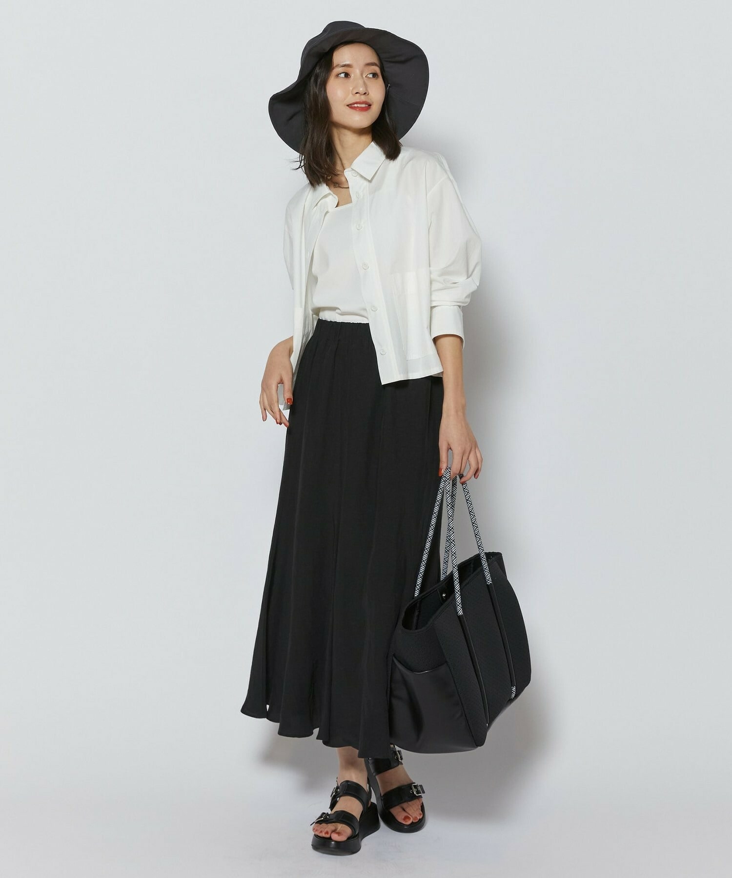 【L'EQUIPE】レーヨンリネンタンブラースカート 詳細画像 ブラック 7