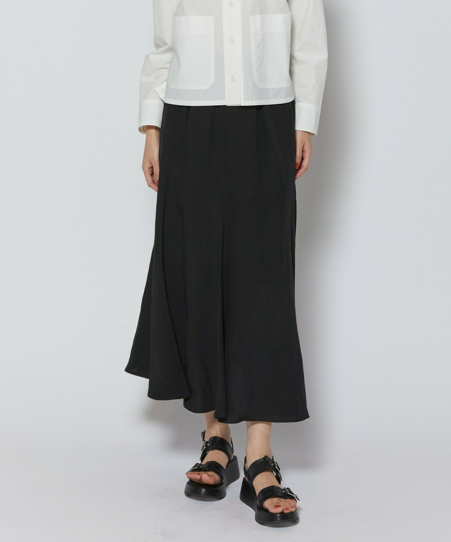 【L'EQUIPE】レーヨンリネンタンブラースカート 詳細画像 ブラック 1