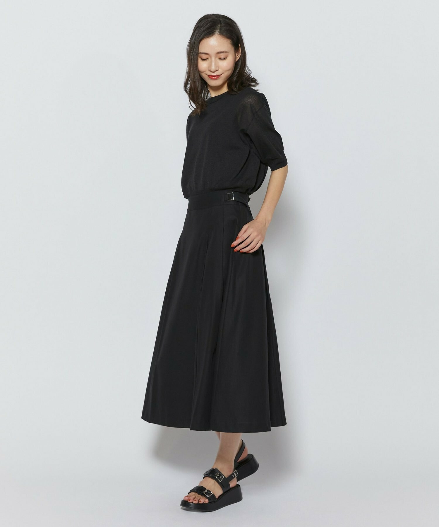 【L'EQUIPE】100/2オーガニックコットンスカート 詳細画像 ブラック 10