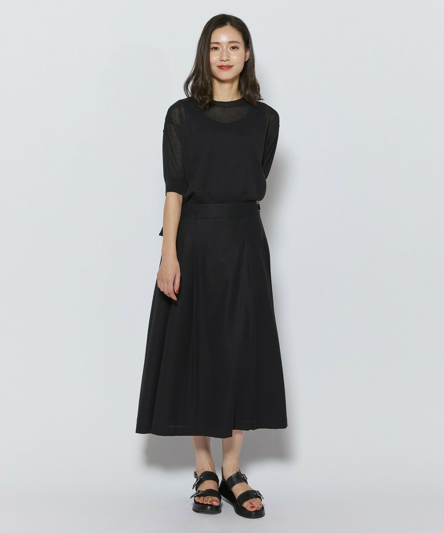 【L'EQUIPE】100/2オーガニックコットンスカート 詳細画像 ブラック 11